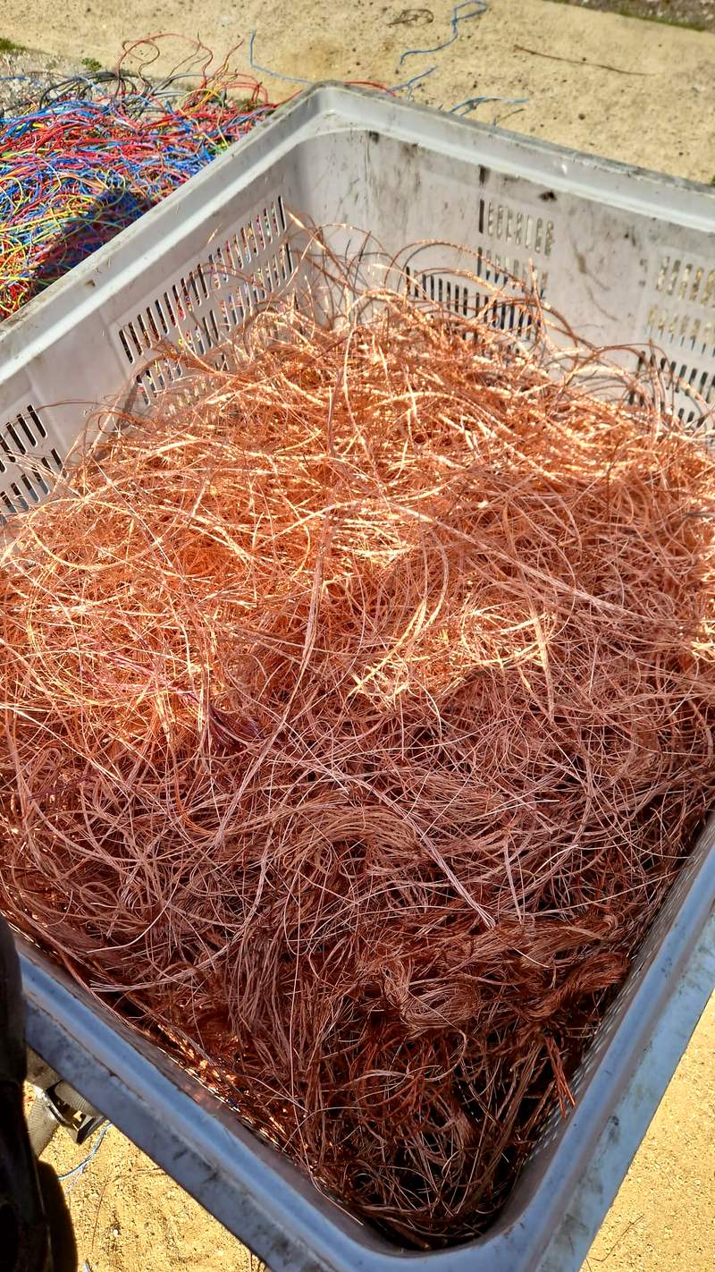 Crate of bright stripped copper wire ready for the smelter