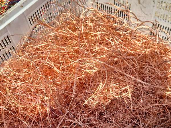 Crate of bright stripped copper wire ready for the smelter